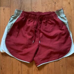 Men's Red and Tan Athletic Shorts